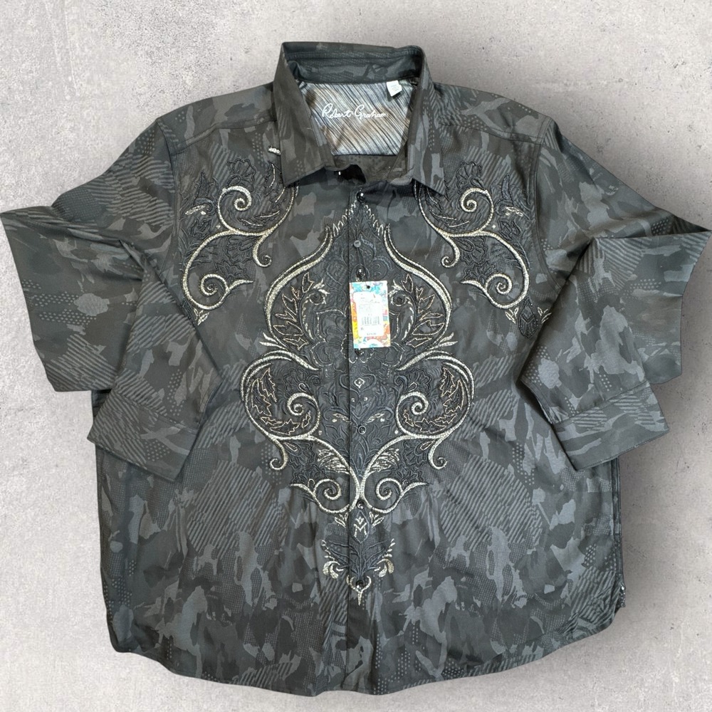 Robert Graham 4XL NWT SaldiBar Black Embroidered Shirt Classic Fit Luxury